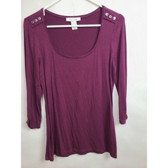 White House Black Market Womens Top Small Purple 3/4 Sleeve Minimalist Capsule - Picture 1 of 8